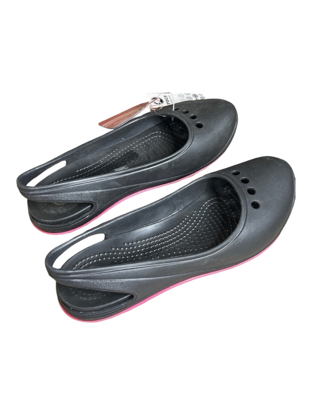 Crocs Tone Skylar Slingback Flats Black & Pink Slip-On Shoes Women’s Size 7 NWT